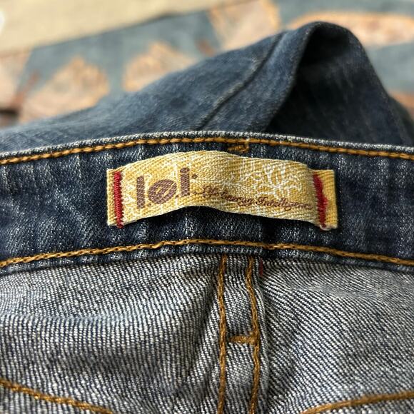 Y2K LEI Midrise Bootcut Blue Jeans Juniors Size 13 Medium Wash Faded Stretch - Picture 6 of 7